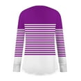 thumbnail image 5 of UTSJKR Long Sleeve Striped Shirts for Women Plus Size Fall Crew Neck Thumb Hole Tunic Tops Oversized Blouse Dressy Casual Purple XXL, 5 of 5