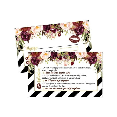 25 Lipstick Business Marketing Cards, How To Apply Application Instruction Tips Lip Sense Distributor Advertising Supplies Tool Kit Items, Makeup Party For Lipsense Younique Mary Kay Avon Amway