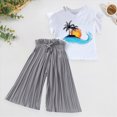 thumbnail image 2 of kpoplk Toddler Baby Girl Summer Fall Clothes Cute Sleeveless Tops Pant Outfits Set Infant Strap Boho Princess Outfit Size 4-5 Years,Grey, 2 of 8