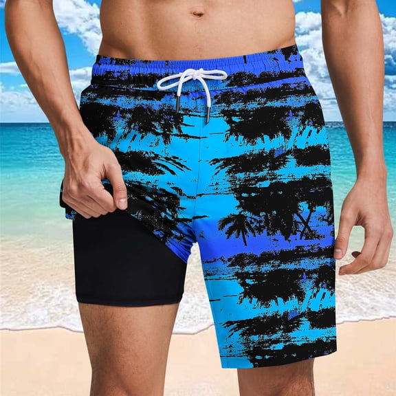 Yaoyar Mens Swim Trunks Bathing Suits Swimwear Swimming Board Shorts with Compression Liner Quick Dry Beach Swimsuit