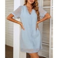 thumbnail image 2 of Defitshape Women's Summer Beach Dress Short Sundress Short Sleeve Elegant Holiday Fall Comfy Fashion Spring Swing Dress Sky Blue 16, 2 of 4