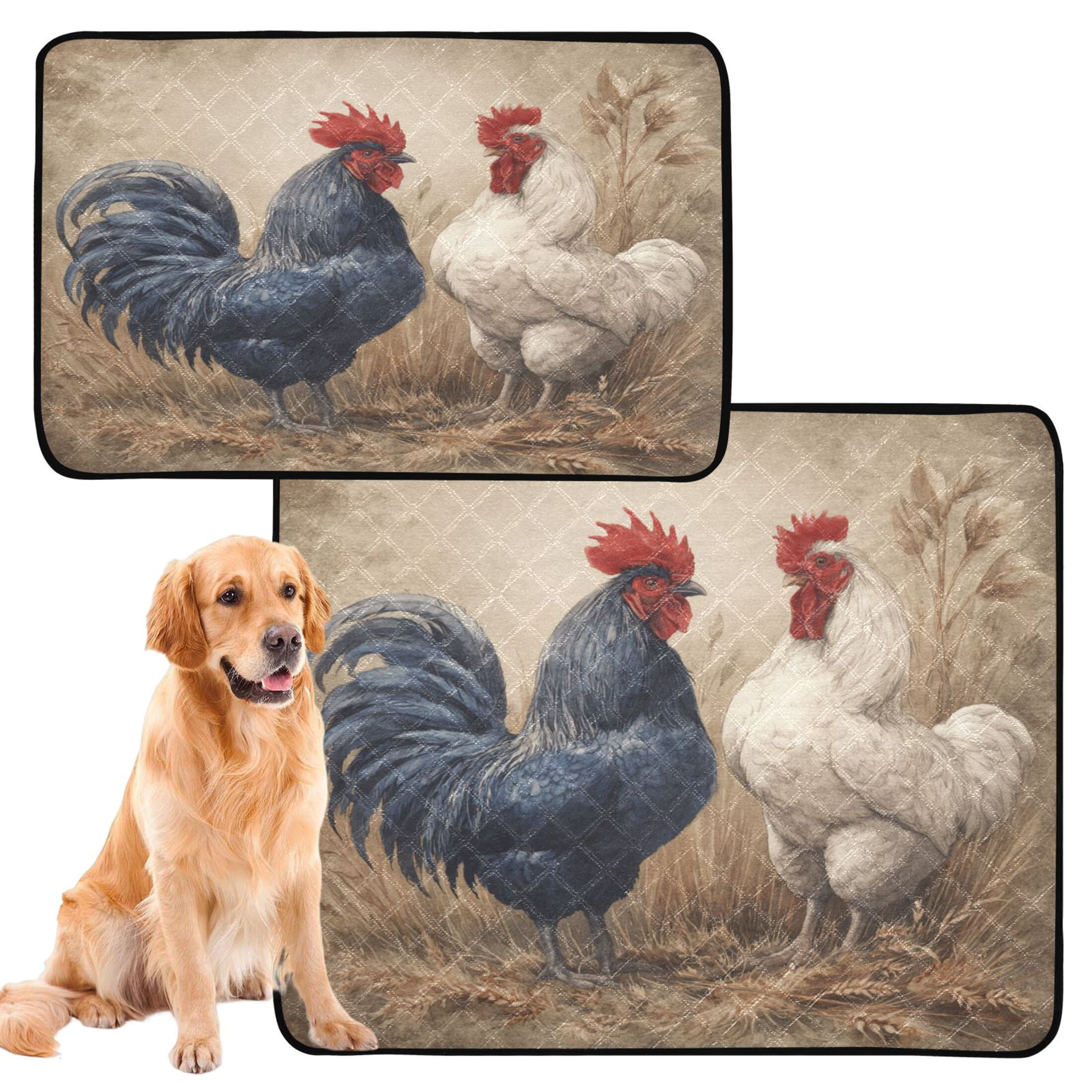 Qxltty Rooster Cat litter Pads Pet Set of 3 Diaper Mats Center Anti-leakage Layer Absorbent Soft and Comfortable