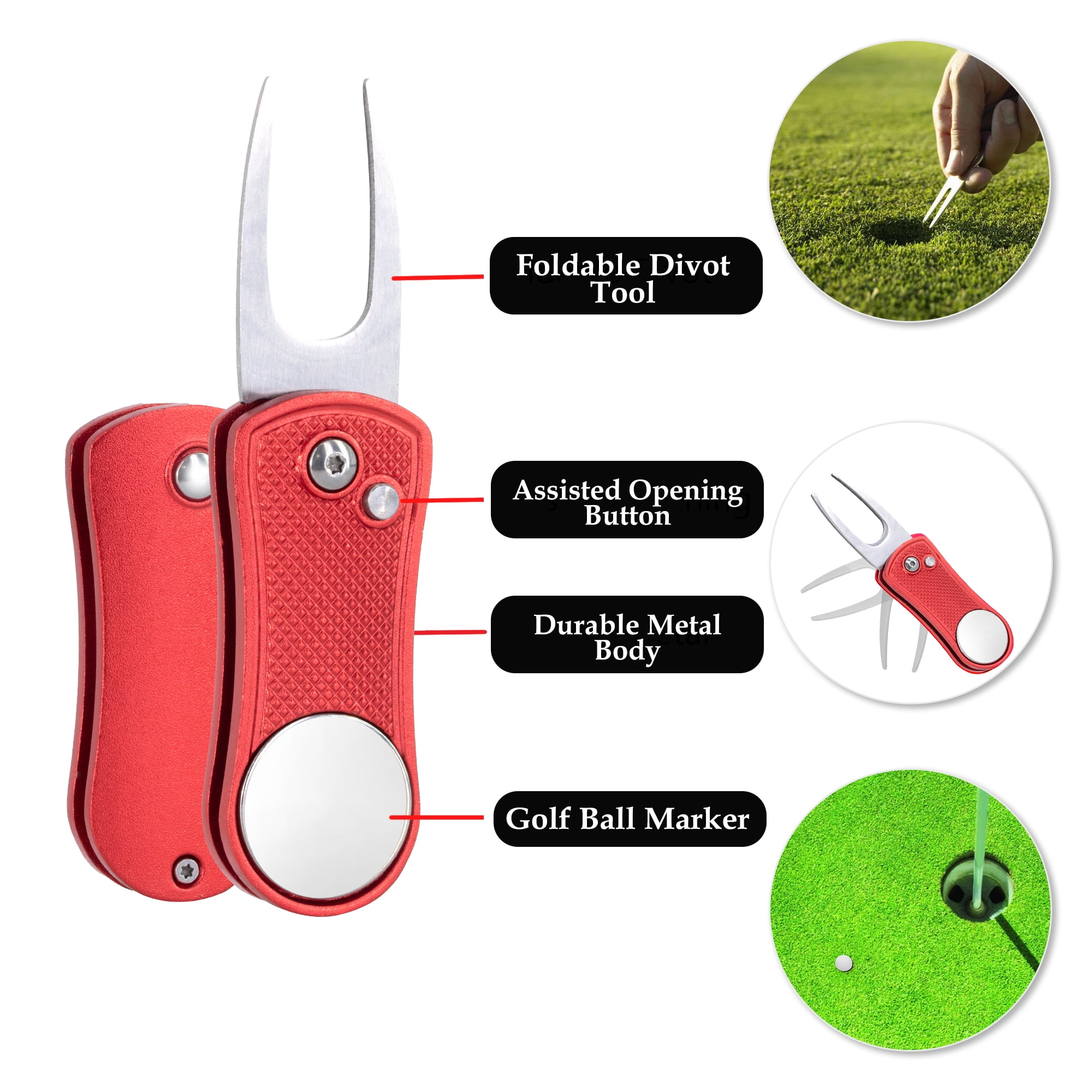 Golf Essentials Kit | Must Have Golf Accessories - Golf Water Brush, Golf Towel, Golf Club Brush, Golf Ball Marker, Divot Repair Tool, Golf Ball & Golf Tee Holder, Golf Gifts for Men