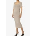 thumbnail image 3 of TheMogan Robe Midi Moulante Crayon en Coton Extensible à Manches Courtes et Encolure Carrée pour Femmes P-TG, 3 of 6