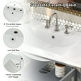 thumbnail image 6 of 36" Bathroom Vanity with Ceramic Sink, Bathroom Vanity with Adjustable Shelf and Open Shelf, with Solid Wood Legs, Waterproof Painted Finish, Silver Metal Knobs and Soft Close Hinges Design, Gray, 6 of 9