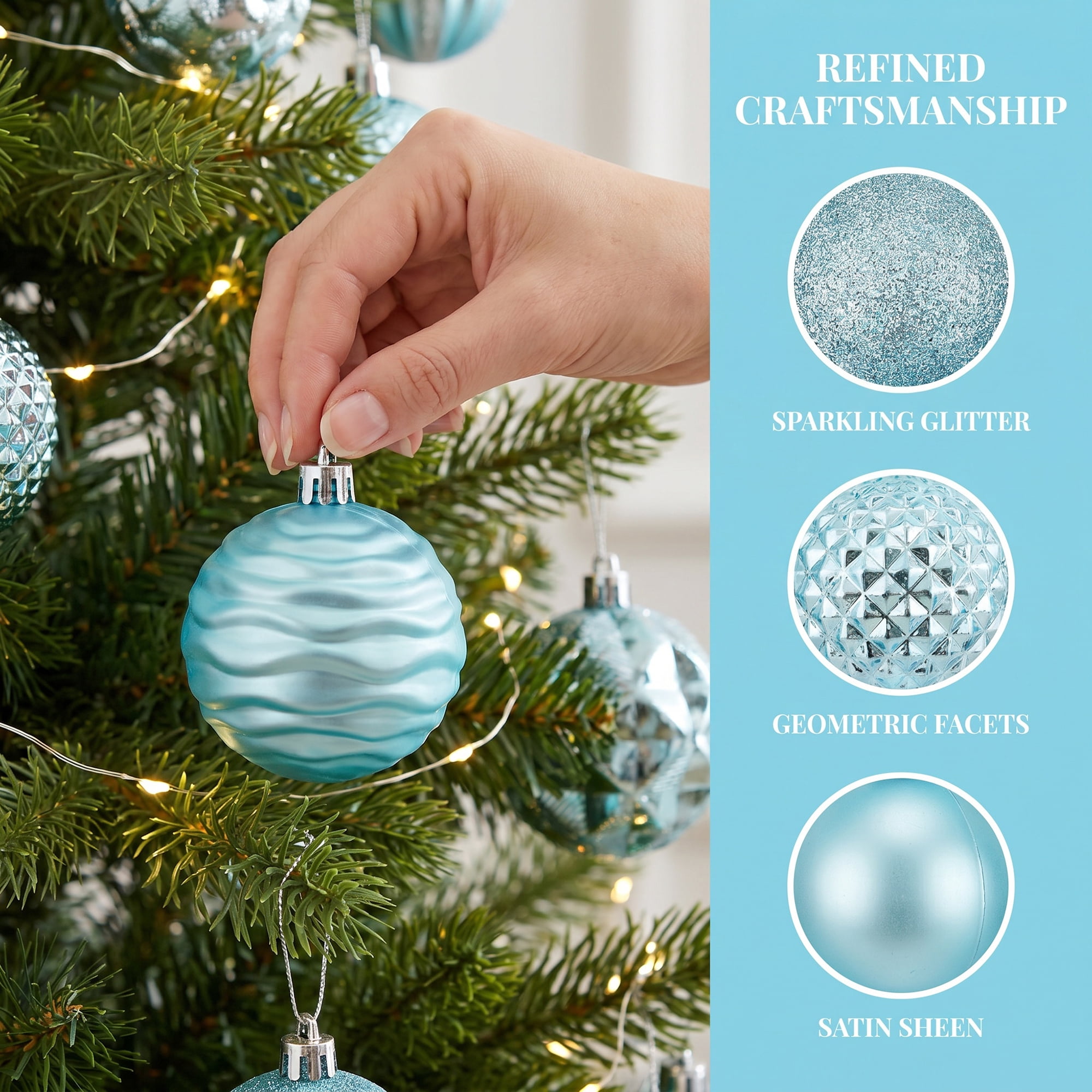 Unique Bargains 6Pcs Painted Electroplated Balls Shatterproof Ornaments Blue 2.4"