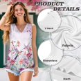 thumbnail image 6 of FUIALDOLG Summer Tops for Women Hummingbirds Floral Tank Tops V Neck Pleated Tshirt Loose Fit Casual Soft Breathable T-shirt Athletic Running Tee Shirts,S, 6 of 7