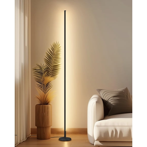 TACAHE Minimalist Corner Floor Lamp - 2700K-6500K Dimmable LED Night Light - Modern Standing Mood Lamp with Remote Control for Living Room, Bedroom -