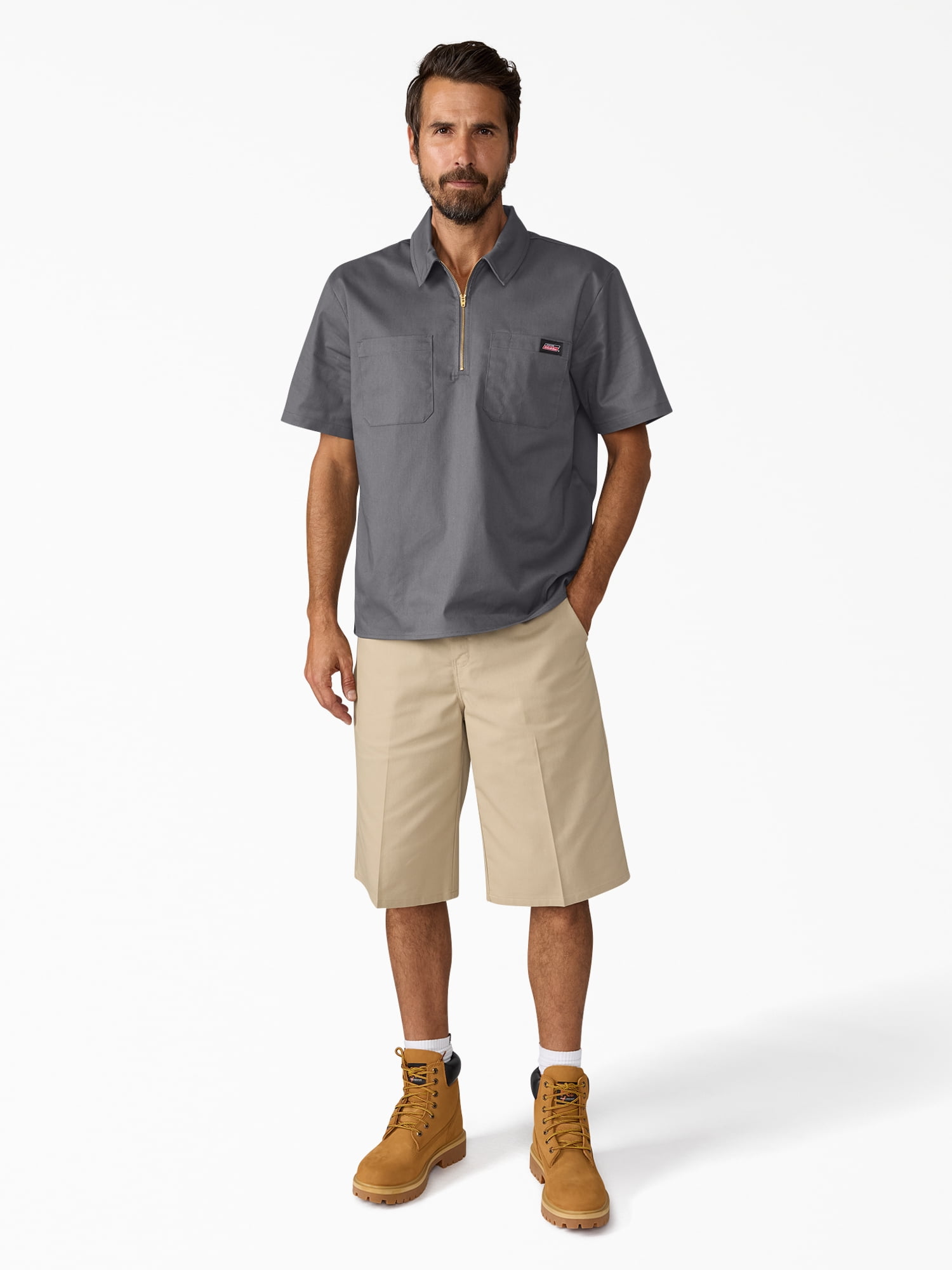 Men's Genuine Dickies 1/4 Zip Short Sleeve Workwear Shirt
