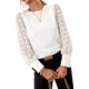 thumbnail image 2 of Guardurnaity Camisa de cuello para mujer, Tops de estilo informal de Color sólido para acampar, ropa de ceremonia para banquete de boda, ropa Prendas para la parte del cuerpo Blanco S, 2 of 6