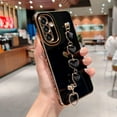 thumbnail image 4 of for Samsung Galaxy A34 5G Phone Case with Cute Elegant Love Heart Strap Luxury Plating Bracelet Side Heart Cover Hand Chain for Women Camera Protection Soft Silicone Shockproof Bumper (Black), 4 of 11