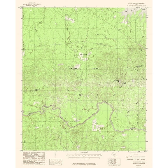 Topographical Map - Boykin Spring Texas Quad - USGS 1984 - 23 x 28.26 - Vintage Wall Art