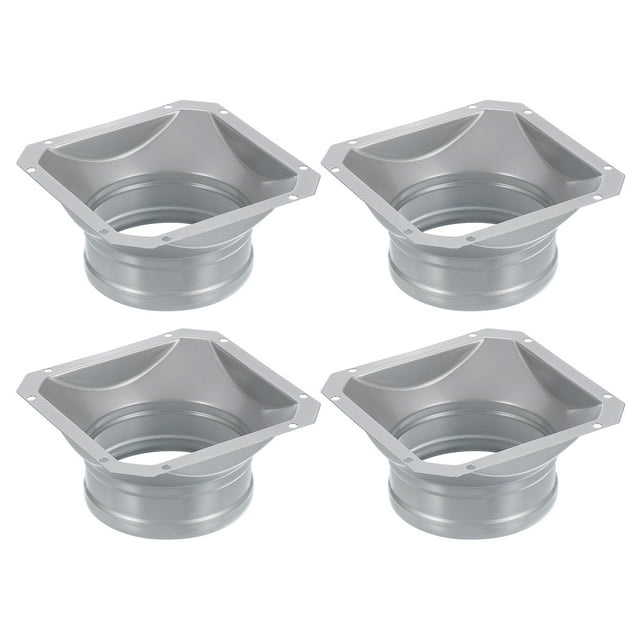 Unique Bargains 4 Inch Duct Connector Flange Square to Round Interface Metal Straight Pipe Air Duct, 4 Pcs
