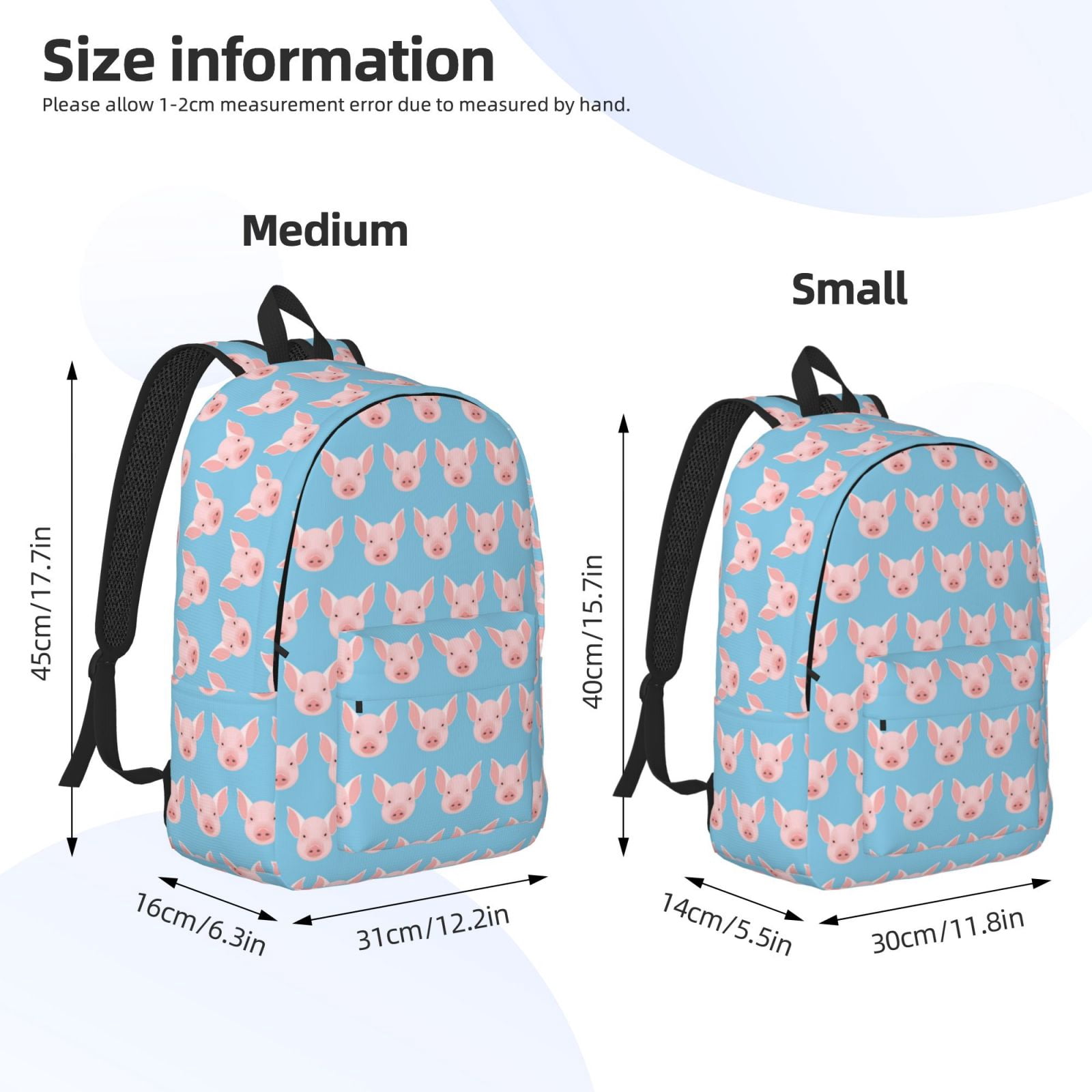 Travel Laptop Backpack - Modern Cute Cartoon Pig Lightweight Canvas Backpack, Wear Resistant Computer Backpack Bag Fit {sizeName} Laptop for Men Women with Adjustable Padded Shoulder Straps