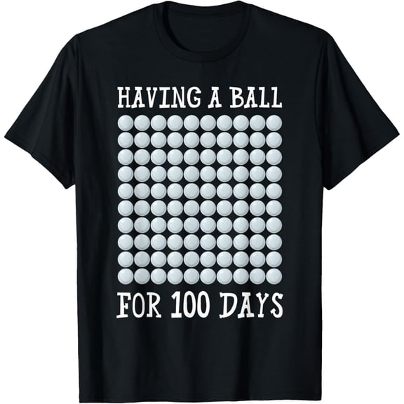Having A Ball Golf Teacher 100 Days Of School Boys Kids T-Shirt