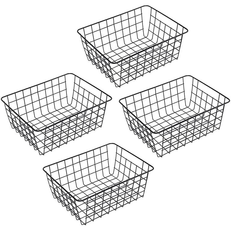 Stackable Baskets Storage Bin Metal Wire Organizers Iron (2-Pack