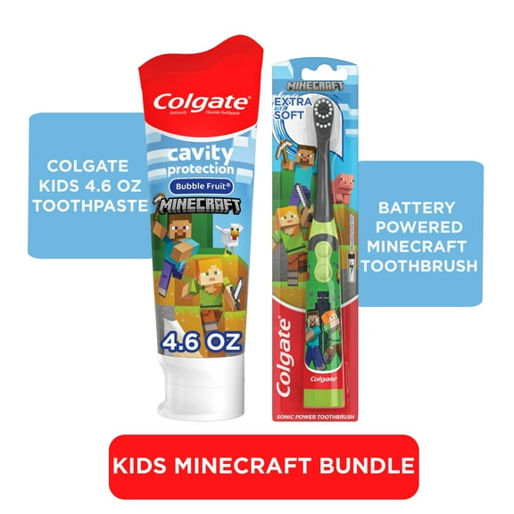 Colgate Minecraft Kids Toothbrush and Toothpaste Bundle