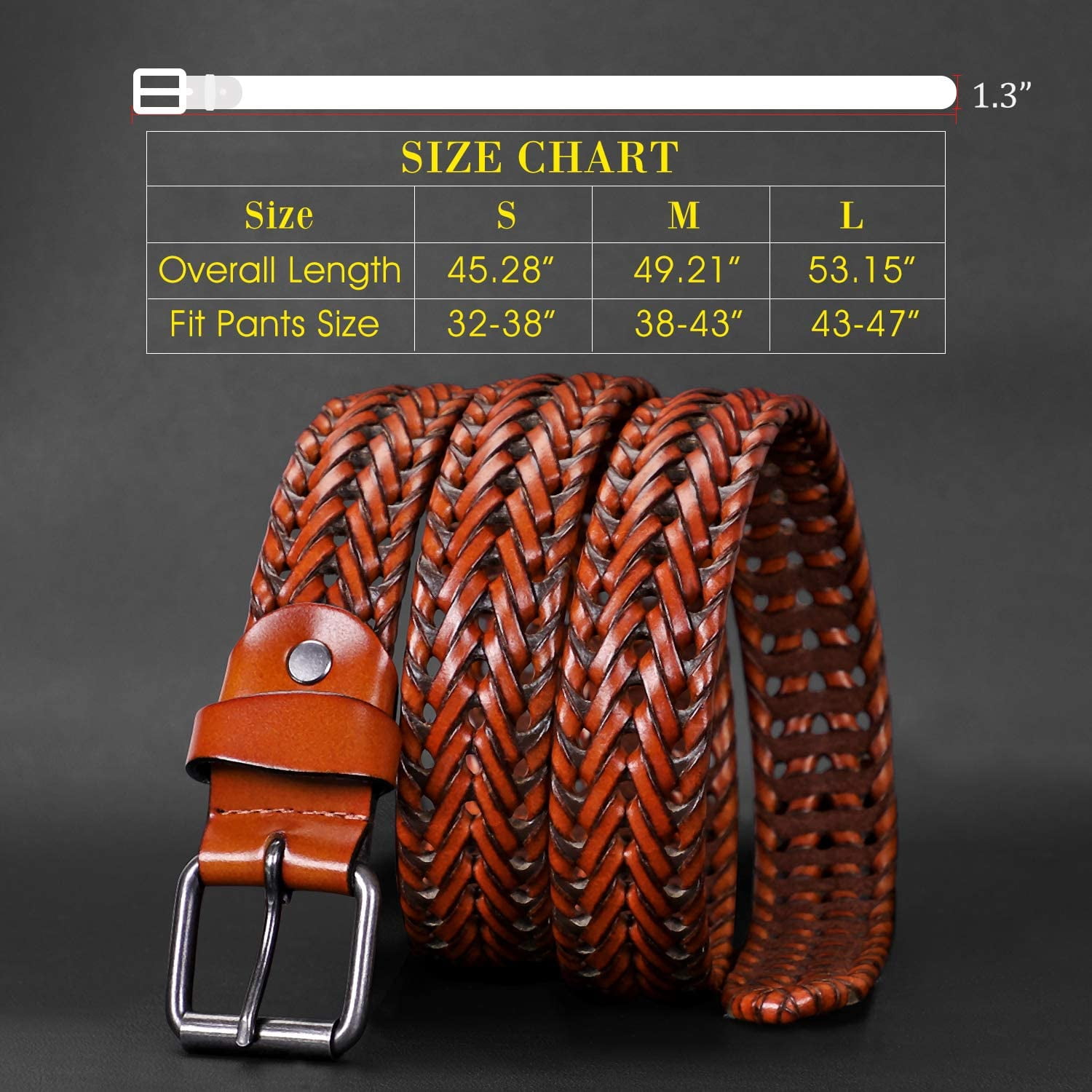 Men Prong Buckle Woven Strap Belts 