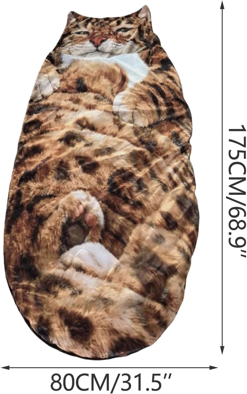 Adult Cat Sleeping Bag - Plush Soft Envelope Design, Washable Warm Cozy Blanket Sleeping Bag for Home, Travel, Camping, & Sleepovers(RL 1 PC)