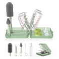 thumbnail image 1 of Juego de cepillos para botellas de viaje YOTIME con 3 cepillos de apertura automática, color verde, 1 of 8