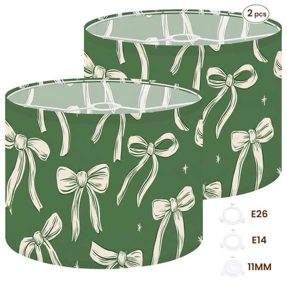 2pcs Set Drum Lampshades (13"x 13"x 10"), Seamless quirky hand drawn bows stars Holiday for Fabric Lamp Shades, Large Replacement Shades for Table, Floor, and Pendant Lamps, Simple Assembly Needed.