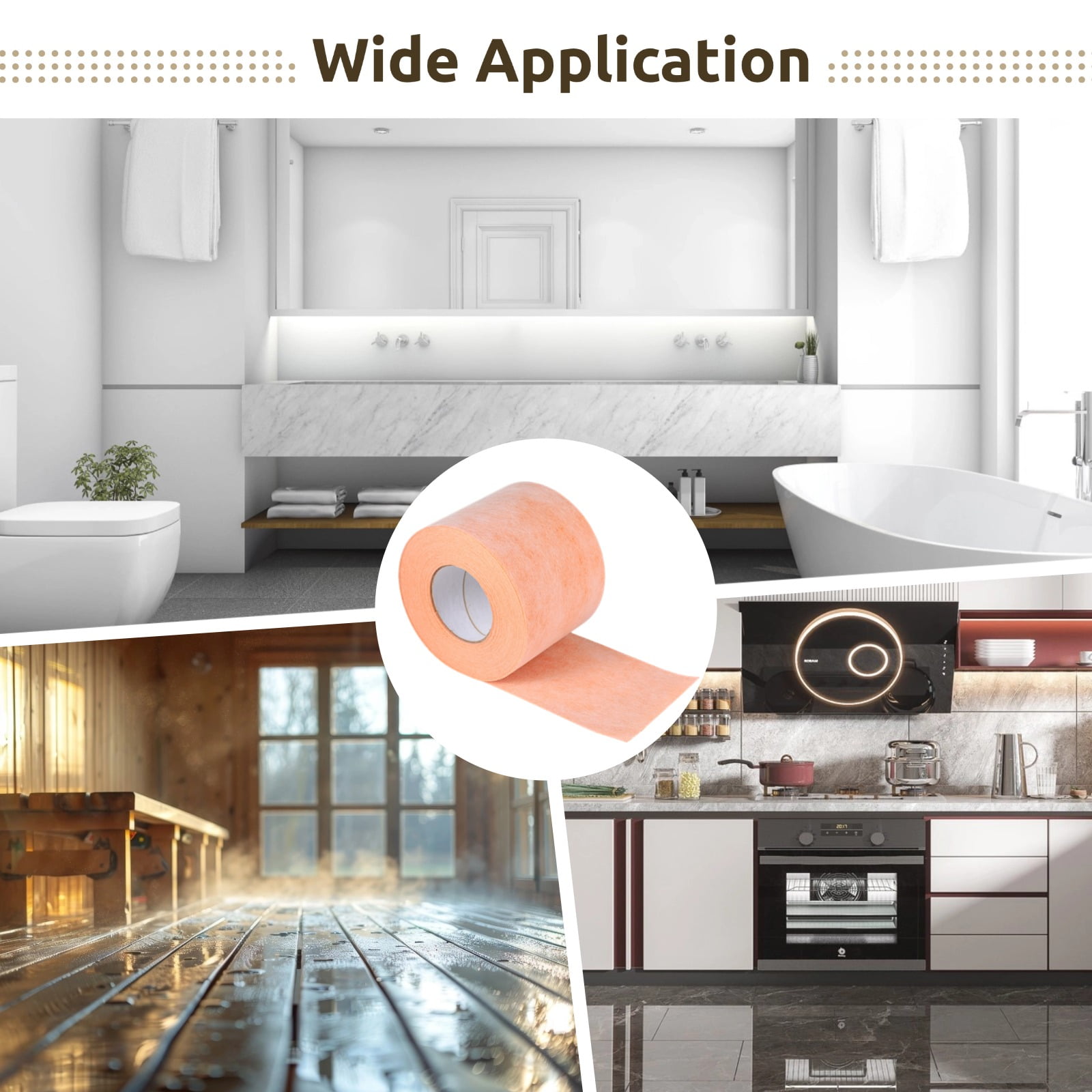 5Inch X 118 Ft Waterproofing Membrane Band for Shower,Bathroom Waterproof Tape,Non-Woven Fabric Underlayment Band Strip for Tub, Toilet, Kitchen, Pool, Laundry Room