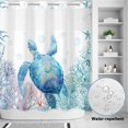 thumbnail image 2 of No Hook Shower Curtain, Blue Sea Turtle Shower Curtains for Bathroom with See Through Top Window, Summer Coastal Coral Ocean Waterproof & Washable Bath Curtain Long 72"x78", 2 of 9
