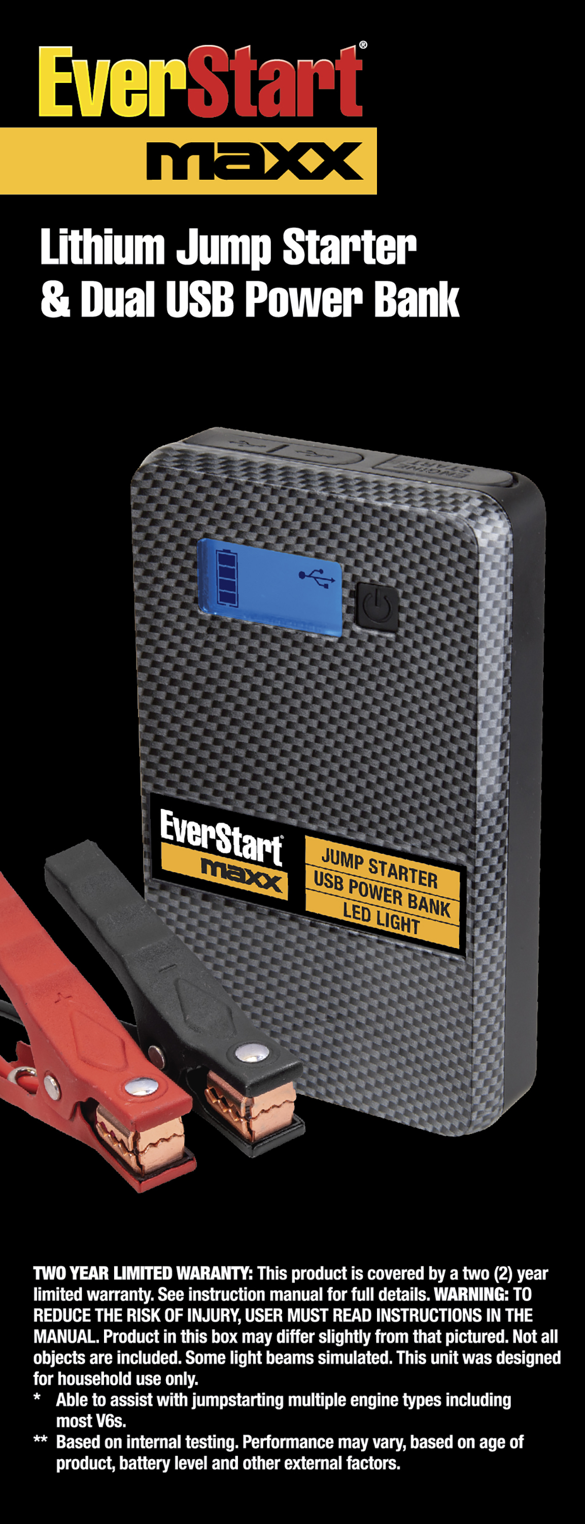 Everstart Maxx Compact 800 Amp 12 Volts Lithium Jump Starter with USB - image 3 of 16