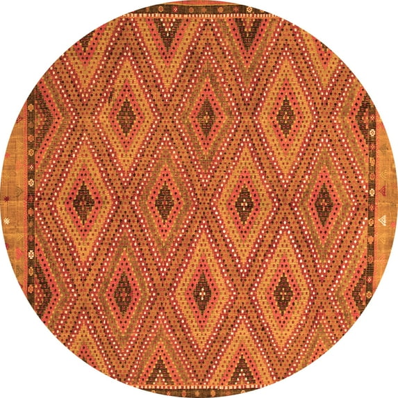 Ahgly Company Indoor Round Oriental Orange Traditional Area Rugs, 6' Round