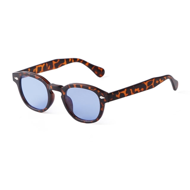Typpkmm Vintage Fashion Shell Round Sunglasses Women Men 2024 Brand Design Retro Rivet Yellow Lens Square Sun Glasses Female Uv400 Blue