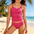 thumbnail image 2 of SGMVNU Girl Tankini Swimsuits with Shorts Tropical Print Two Piece Bathing Suit Adjustable Straps Padded Swimwear, Size 8-9 Years, cl1-Hot Pink, 2 of 5