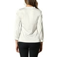 thumbnail image 3 of INSPIRE CHIC Women's Ruffle Neck Bubble Sleeve Elastic Cuff Button Office Blouse M White, 3 of 7