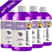 4 Pack - Bulk Size Lavender Essential Oil (64 Ounce Total) - Therapeutic Grade Essential Oil - 4 Pack of 16oz Bottles