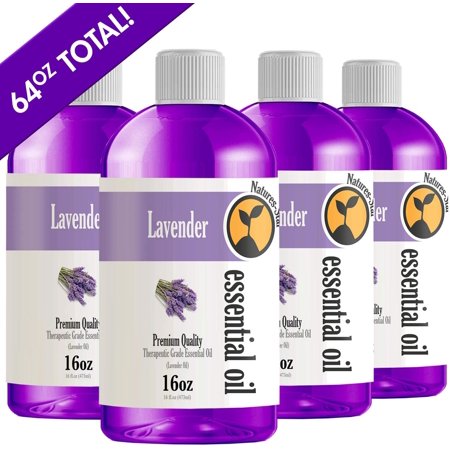 4 Pack - Bulk Size Lavender Essential Oil (64 Ounce Total) - Therapeutic Grade Essential Oil - 4 Pack of 16oz Bottles