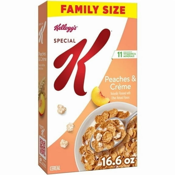 Kellogg's Special K Breakfast Cereal, Fiber Cereal, Family Breakfast, Family Size, Peaches and Creme, 16.6oz Box (1 Box)