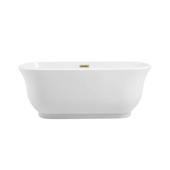 Elegant Kitchen & Bath BT10259GW-BGD 59 in. Soaking Bathtub, Glossy White with Brushed Gold Trim