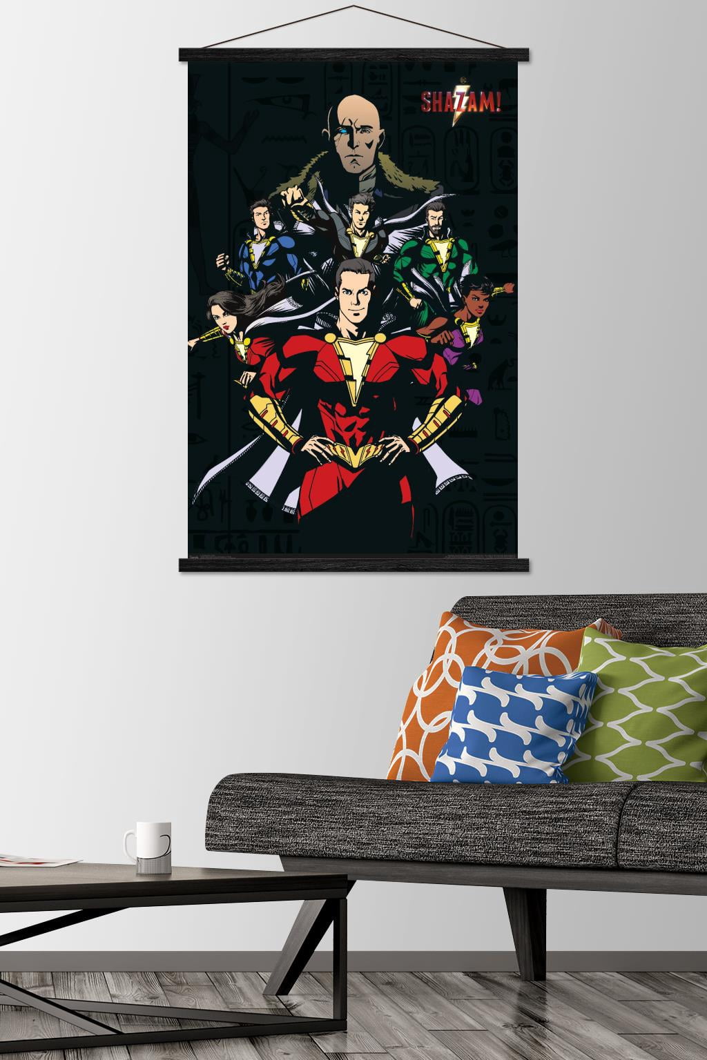DC Comics Movie - Shazam - Group Wall Poster with Wooden Magnetic Frame, 22.375" x 34"