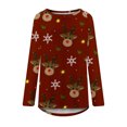 thumbnail image 4 of Tops Para Mujer Camisas de Manga Larga Otoño Casual Cuello Redondo Blusa Suelta Estampado de Navidad Odeerbi ODB150348, 4 of 5