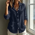 thumbnail image 3 of CHGBMOK Women's Linen Shirt Casual Long Sleeve Collared Blouse Button Down Cotton Tops with Pocket, 3 of 9