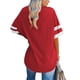 thumbnail image 1 of Camiseta de mujer con escote en V y bloques de color, camiseta de mujer de media manga, camiseta de mujer de media manga, camisetas de mujer, características líderes en su clase, 1 of 4