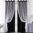 thumbnail image 6 of Curtains,Double Layer Blackout Curtains,84in Star Lace 2-in-1 Thermal Insulated Curtains for Bedroom Living Room,Fade Resistant Light Control Window Decor(Black), 6 of 7