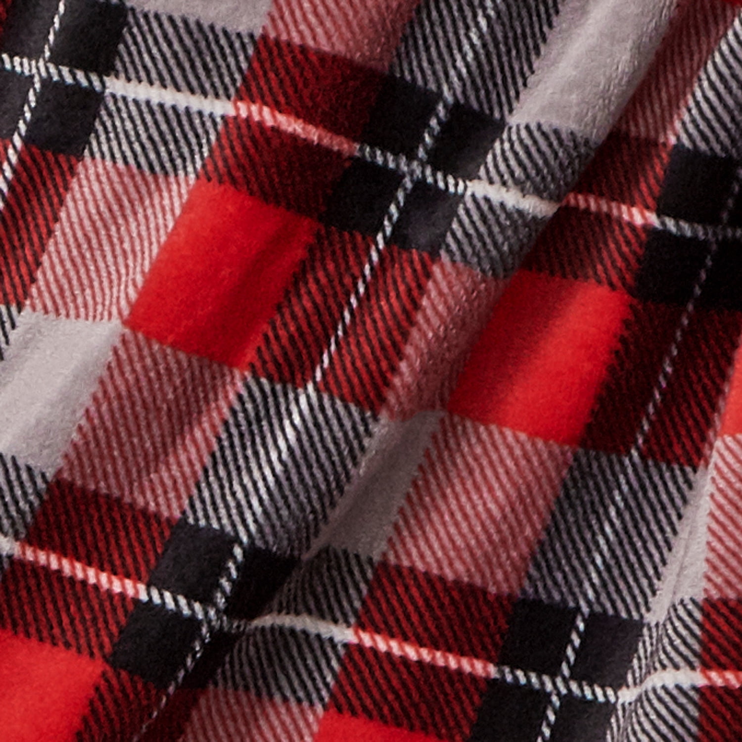 Cuddl Duds Oversized Throw Blanket with a Sherpa Foot Pocket, 50" x 70", Gray and Red Plaid