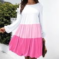 thumbnail image 4 of PVCS Femmes Mode Vacances Solide Épissage Col Rond à Manches Longues Partie Robe de Plage, 4 of 9