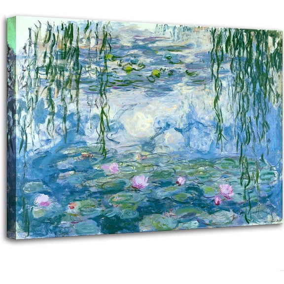 WFSposter-Claude Monet Canvas Wall Art - Water Lilies Classic Artwork Picture Print with Framed Painting for Home Office Wall Decor