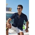 thumbnail image 3 of COOFANDY Mens Cotton Shirts Short Sleeve Button Down Shirt Men Summer Casual Beach Button Up Shirt with Pocket, 3 of 6