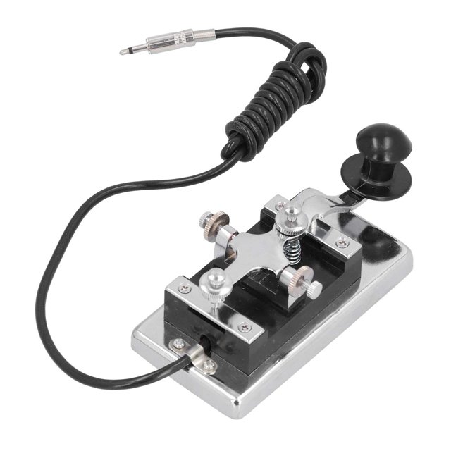 Telegraph Key Morse Code Aluminum ,Portable, CW ,Straight Key Morse Practice Key K4 Key Telegraphing Heavy Key for Communication Teaching