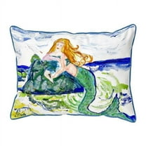 Betsy Drake Interiors Mermaid on Rock  Indoor/Outdoor Extra Large Pillow 20x24