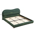 thumbnail image 4 of Noble House King Size Upholstered Platform Bed Frame with Rounded Corners curved headboard,Olive Green, 4 of 4