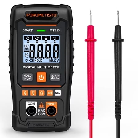 POROMETISTO MT01S Digital Multimeter, 4000 Count Auto-Ranging Multi Tester for AC/DC Voltage, Resistance, Continuity, NCV & Data Hold, Electrical Tester for Home, Car, DIY