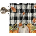 thumbnail image 4 of Kitchen Curtains Tiers, Thanksgiving Hello Pumpkin Autumn Maple Leaf Wood Grain Black and White Plaid Rod Pocket Short Window Valance Curtains for Kitchen Cafe Bathroom, 27.5" x 36", 2 Panels, 4 of 5